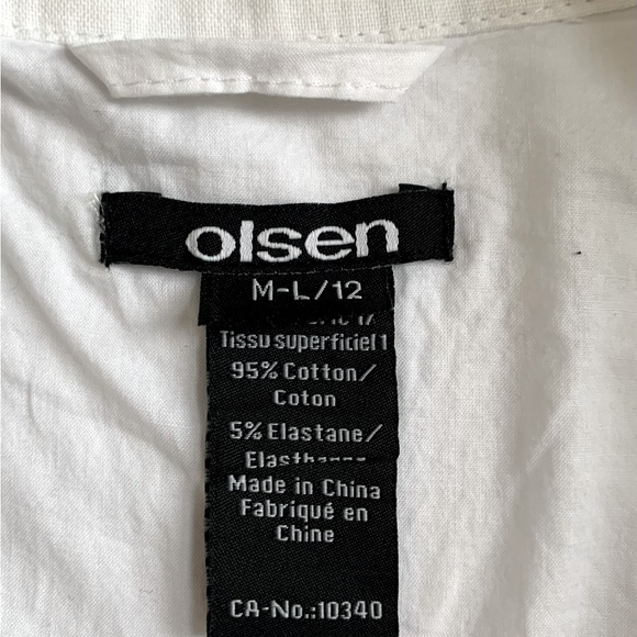 NWOT - Olsen White Linen and Cotton Jersey Jacket, Sz M-L/12 - Picture 2 of 5